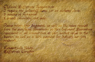 Quest: Request for alchemy ingredients roleplaying